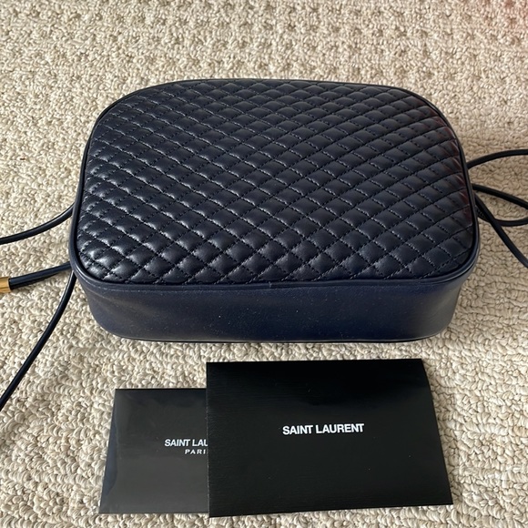 Ysl Saint Laurent Navy Blue Victoire lambskin leather crossbody euc - Picture 7 of 7